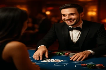 সোনালি কয়েন ও রুলেটসহ চলমান ক্যাসিনোর জ্বলজ্বল দৃশ্য