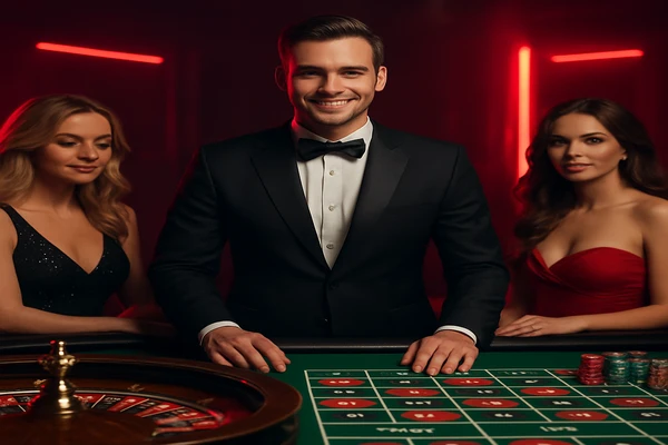 একজন পুরুষ অনলাইন গেমে জয়লাভের আনন্দ উদযাপন করছেন, চারপাশে গেমিং প্রতীকগুলো ভেসে উঠছে